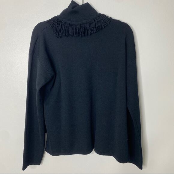 Bitte Kai Rand Classic Merino Wool Blend Black Fringe Turtleneck Sweater Small - Picture 3 of 9